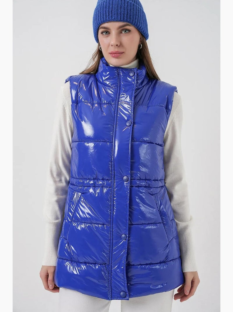Chaleco de poliéster texturizado con cremallera y cuello de chaqueta bdart Azul eléctrico - Kiabi