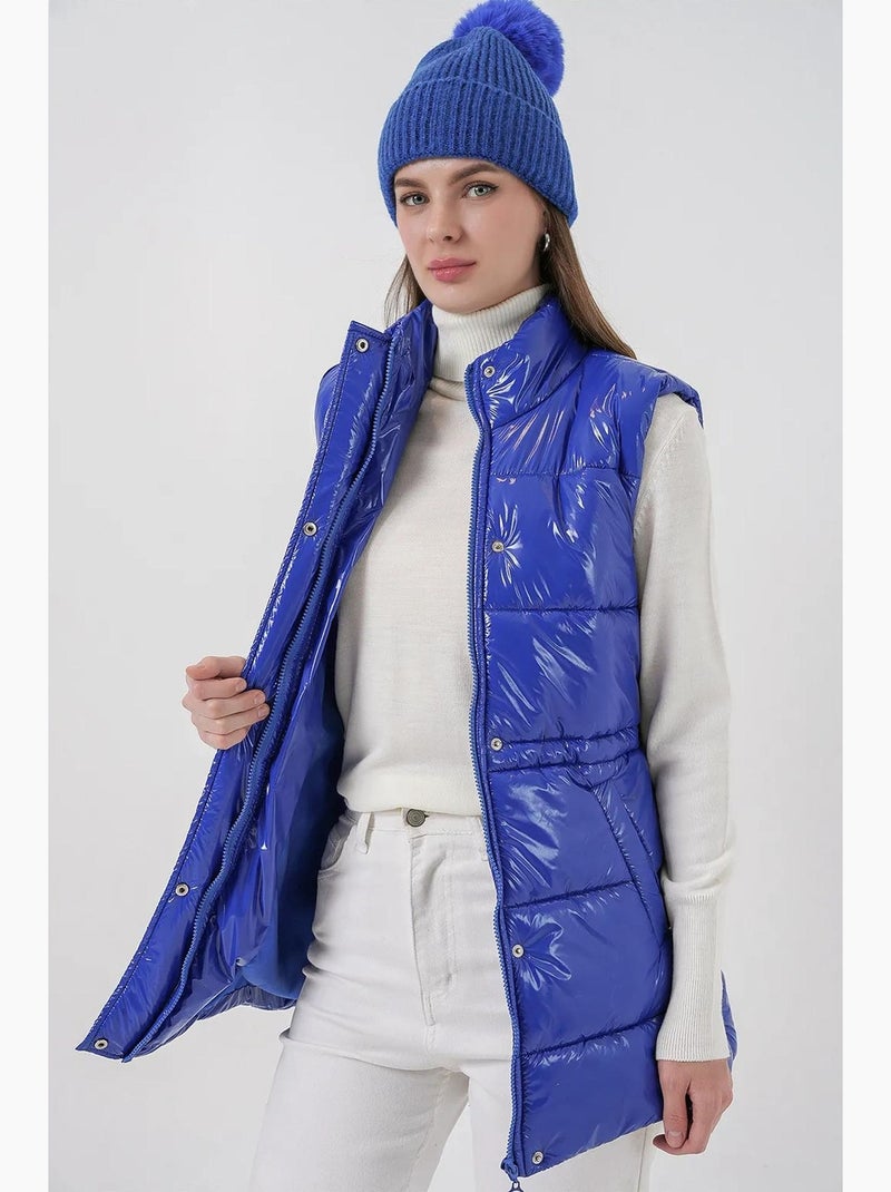 Chaleco de poliéster texturizado con cremallera y cuello de chaqueta bdart Azul eléctrico - Kiabi