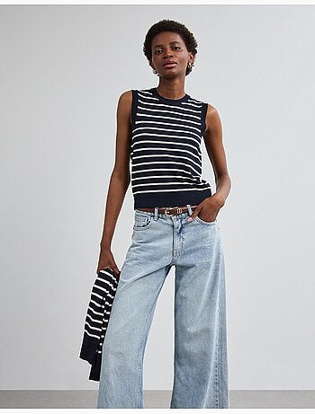 Chaleco de punto a rayas, mo fashion