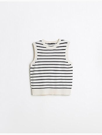 Chaleco de punto a rayas, mo fashion