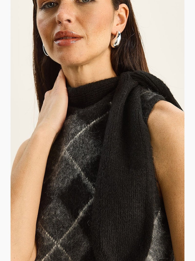 Chaleco de punto acanalado grueso con cuello alto lucci Negro Gris - Kiabi