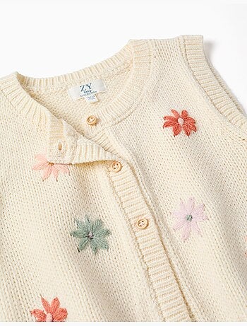 Chaleco de punto con bordado floral