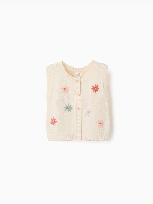 Chaleco de punto con bordado floral - Kiabi Chaleco de punto con bordado floral - Kiabi