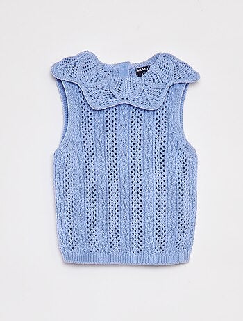 Chaleco de punto con cuello de fantasía