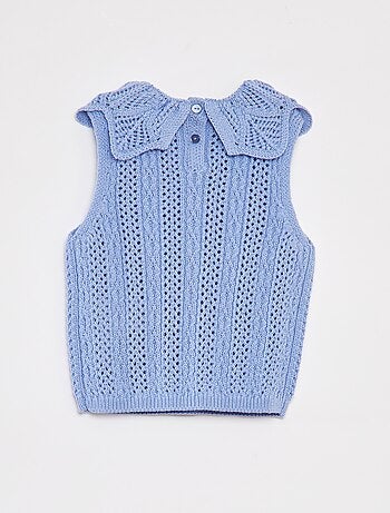 Chaleco de punto con cuello de fantasía