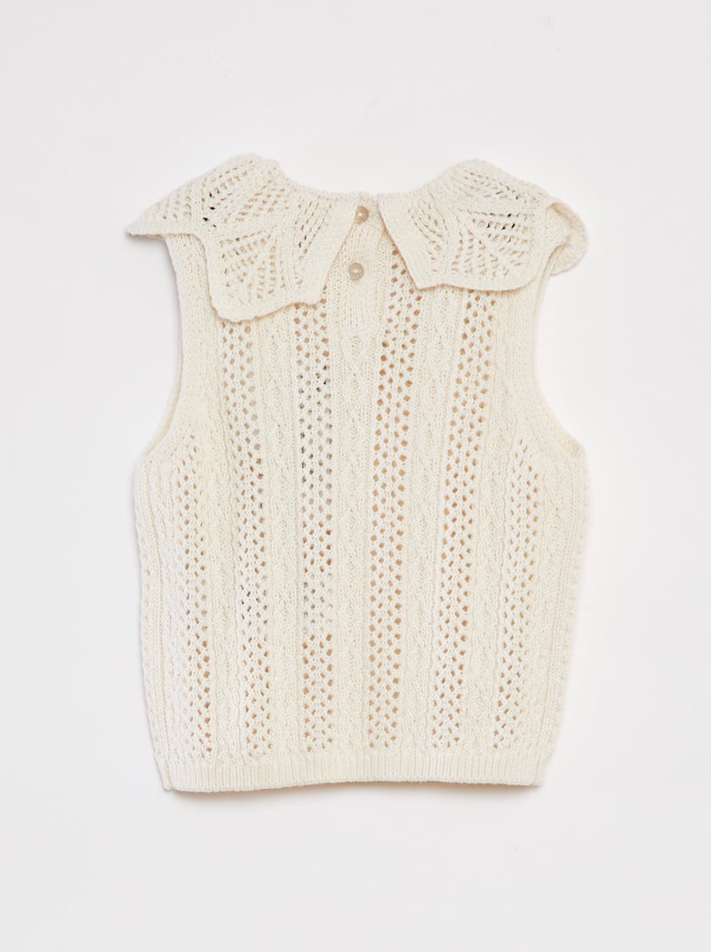 Chaleco de punto con cuello de fantasía BLANCO - Kiabi