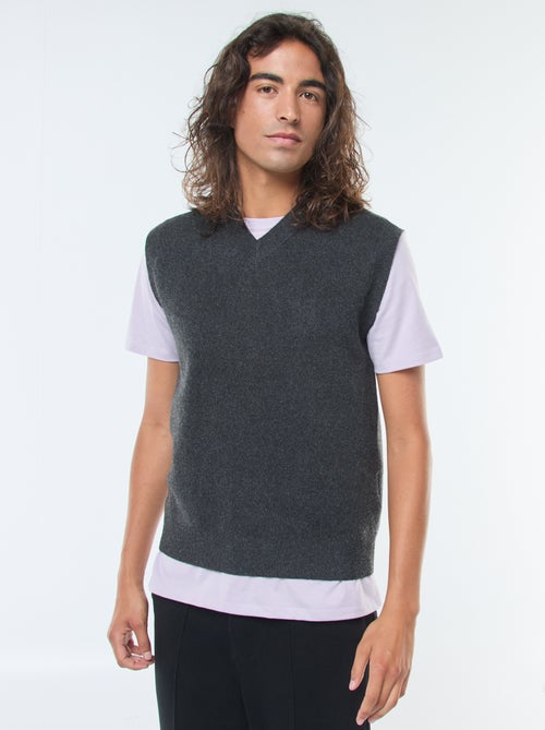 Chaleco de punto con cuello de pico - Kiabi