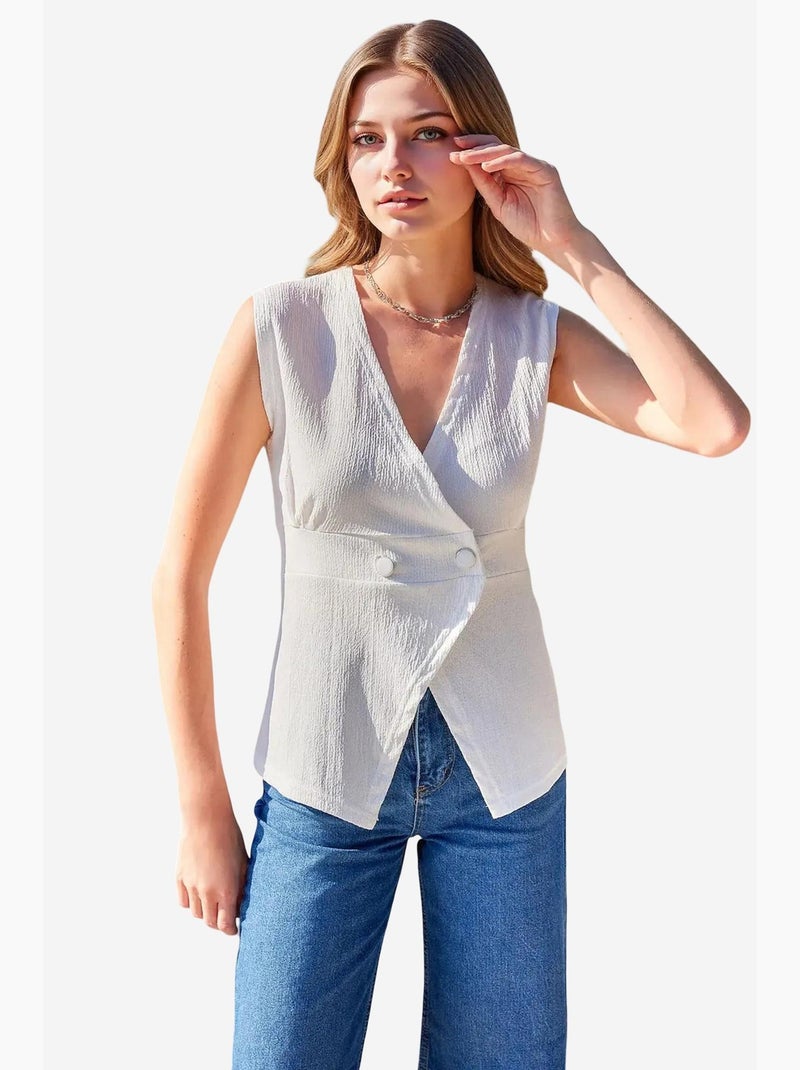 Chaleco de punto con detalles de botones bdart Blanco - Kiabi