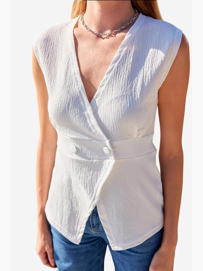 Chaleco de punto con detalles de botones bdart Blanco - Kiabi