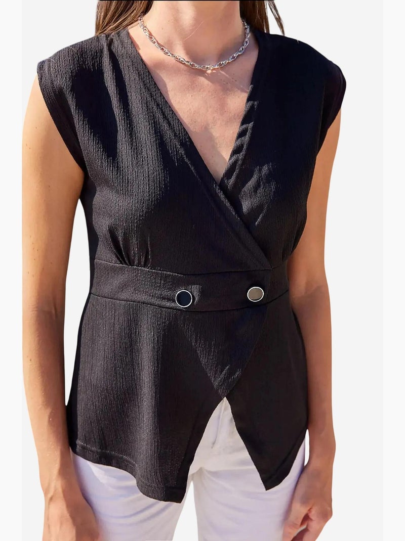 Chaleco de punto con detalles de botones bdart Negro - Kiabi