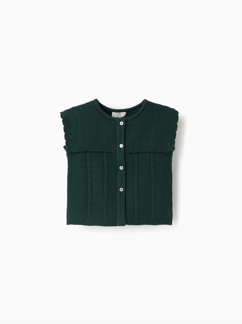 Chaleco de punto con detalles trenzados b&s Verde oscuro - Kiabi
