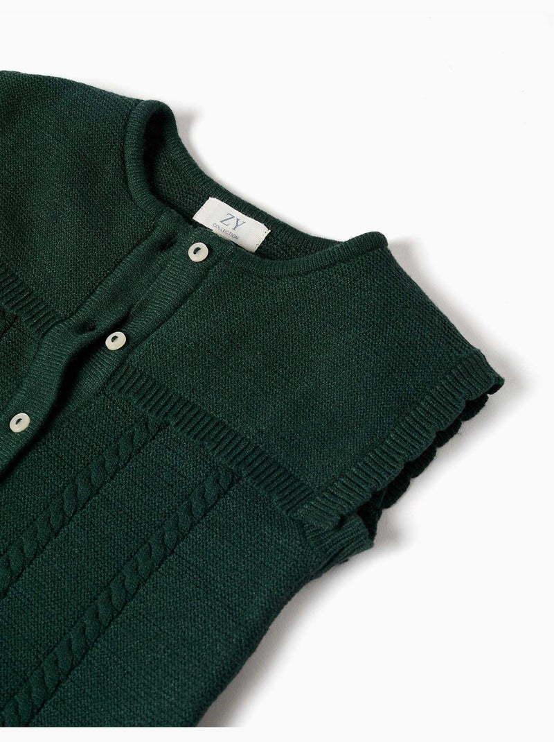Chaleco de punto con detalles trenzados b&s Verde oscuro - Kiabi