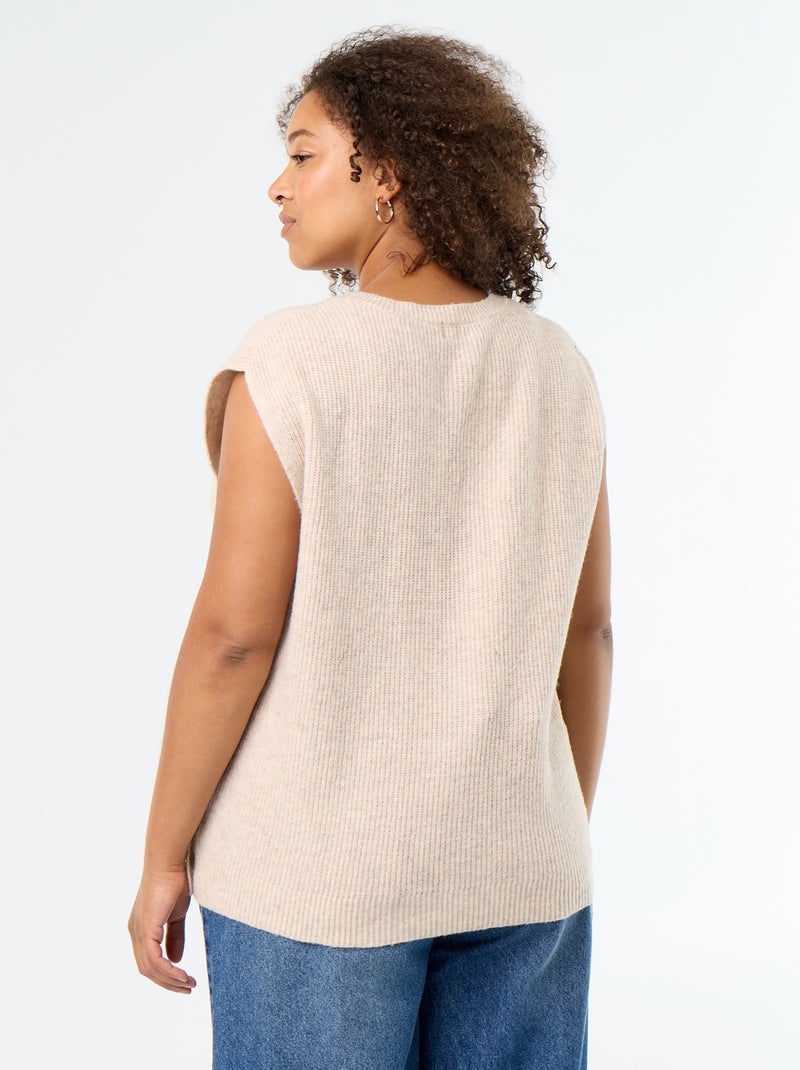 Chaleco de punto con joyas de fantasía doradas Beige - Kiabi