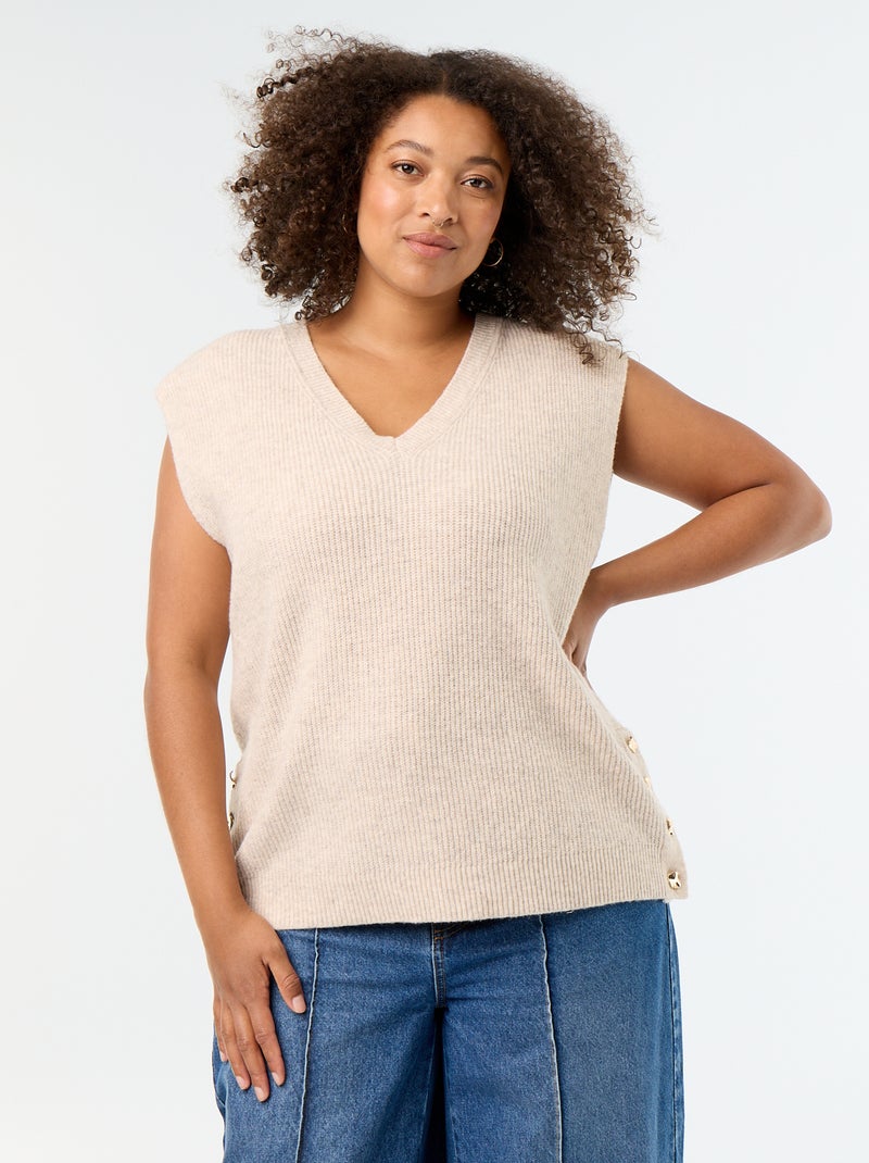 Chaleco de punto con joyas de fantasía doradas Beige - Kiabi