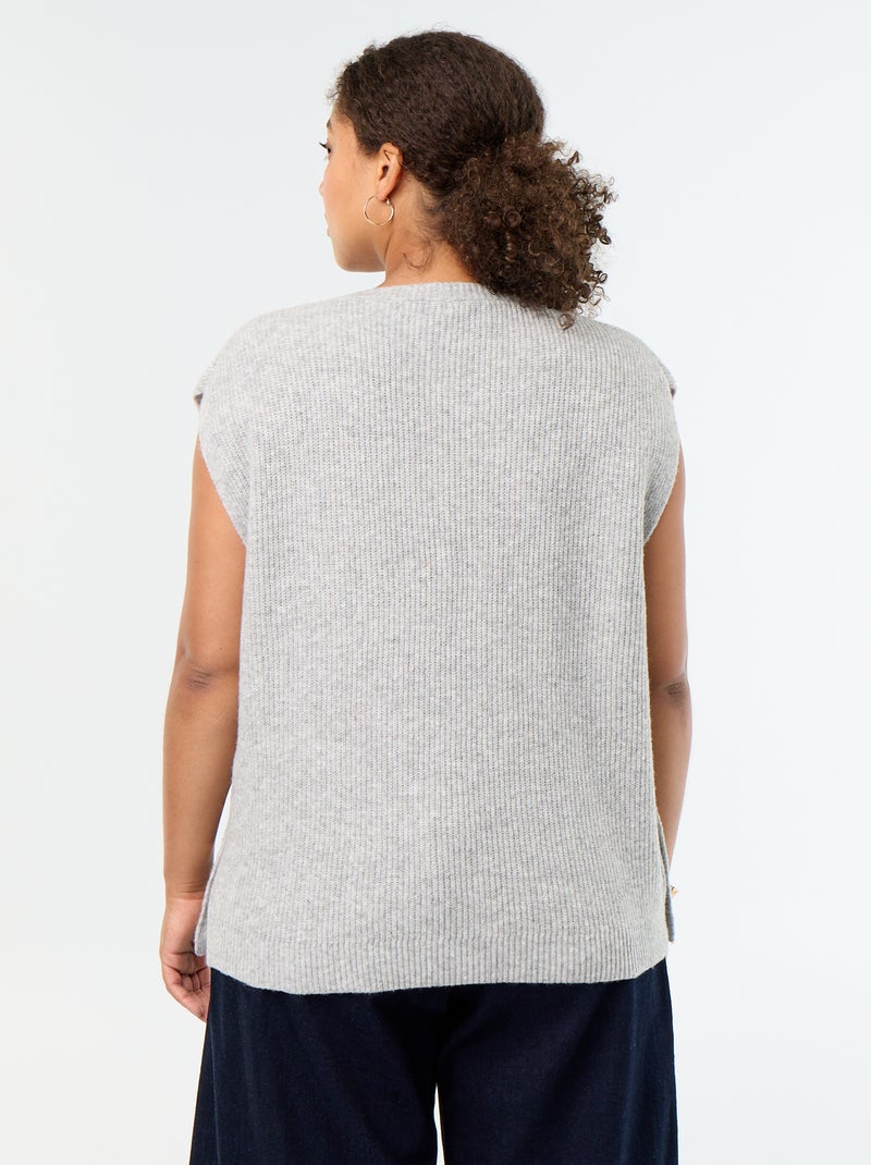 Chaleco de punto con joyas de fantasía doradas Gris - Kiabi