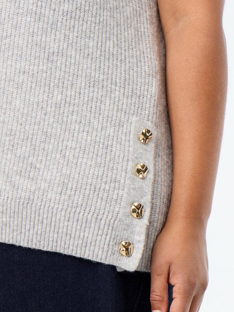 Chaleco de punto con joyas de fantasía doradas Gris - Kiabi