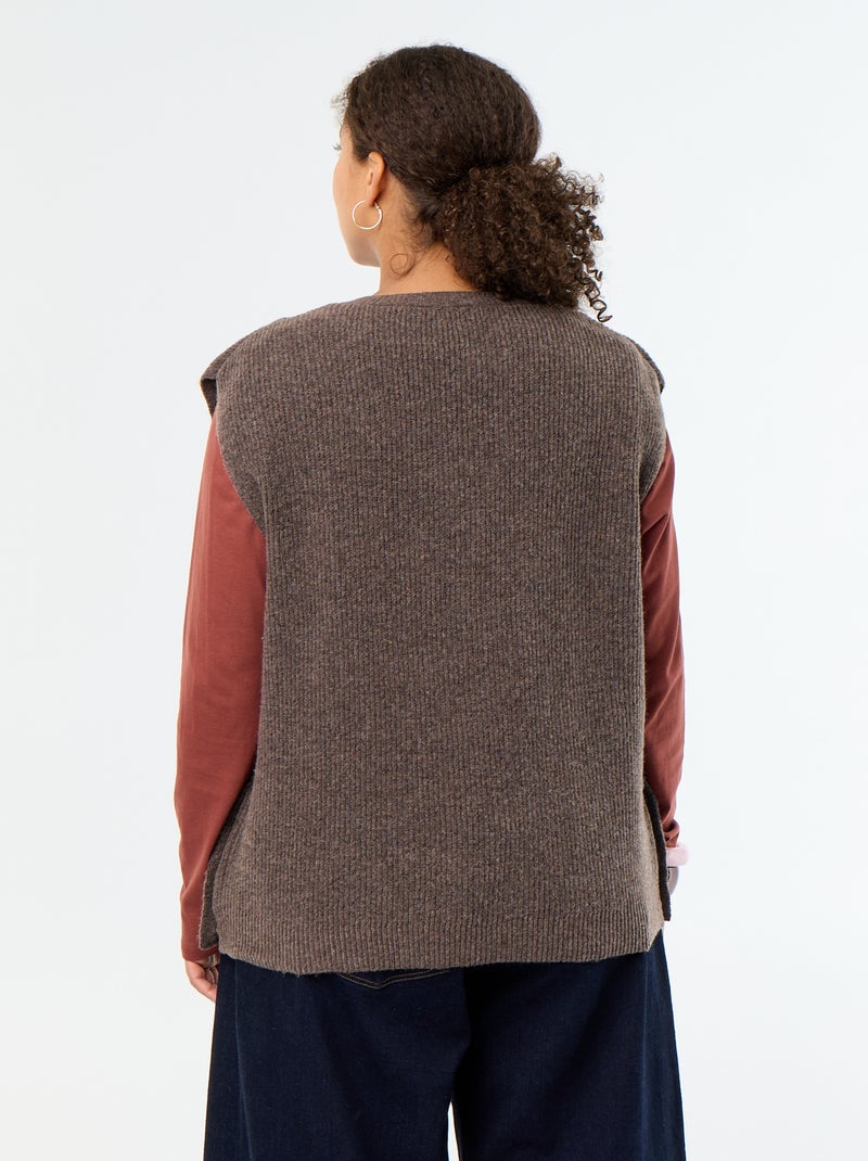 Chaleco de punto con joyas de fantasía doradas Marron - Kiabi