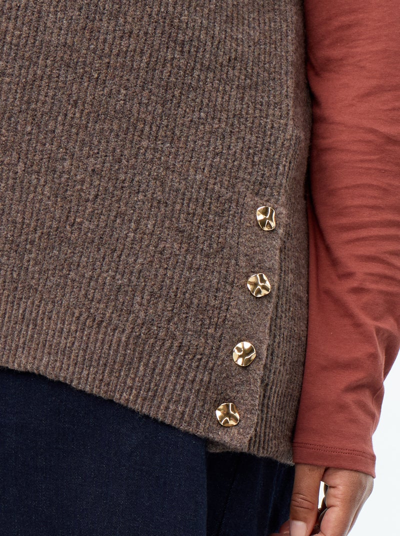 Chaleco de punto con joyas de fantasía doradas Marron - Kiabi