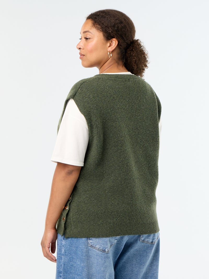 Chaleco de punto con joyas de fantasía doradas Verde - Kiabi
