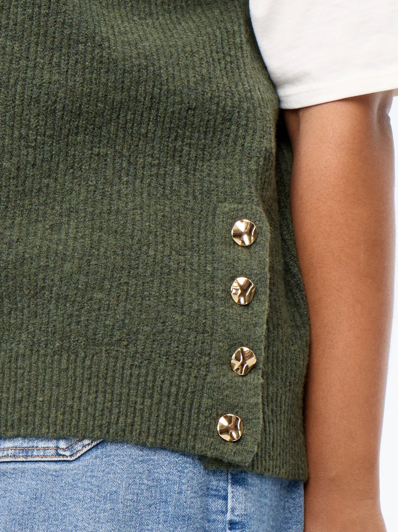 Chaleco de punto con joyas de fantasía doradas Verde - Kiabi