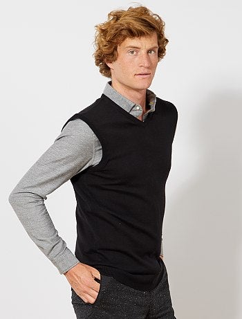 Hombre talla S-XXL - Chaleco de punto fino con cuello de pico - Kiabi