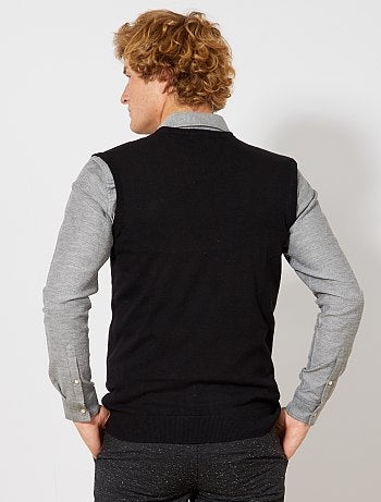 Hombre talla S-XXL - Chaleco de punto fino con cuello de pico - Kiabi
