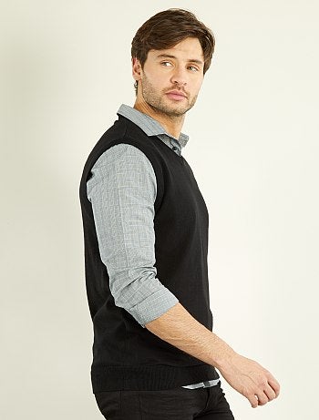 Hombre talla S-XXL - Chaleco de punto fino con cuello de pico - Kiabi