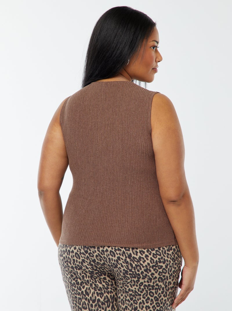 Chaleco de punto gofrado Marron - Kiabi