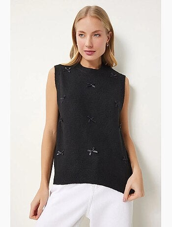 Chaleco de punto texturizado con cuello redondo istanbul