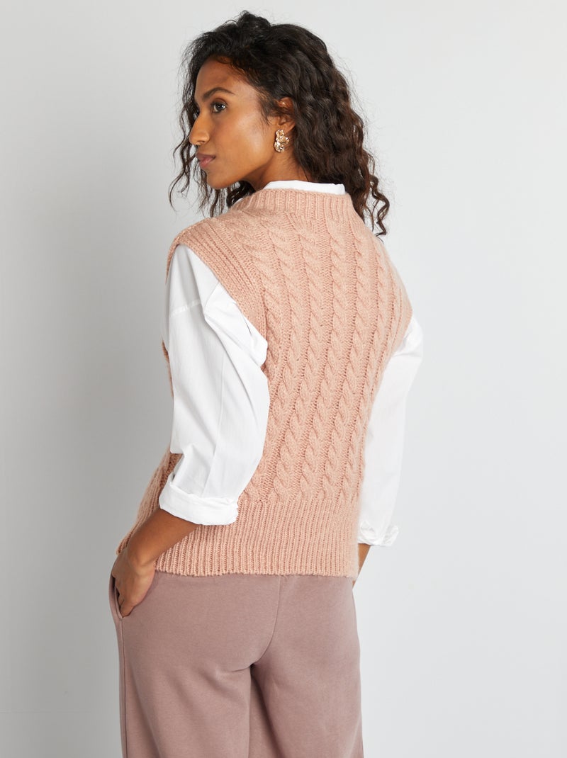 Chaleco de punto trenzado ROSA - Kiabi