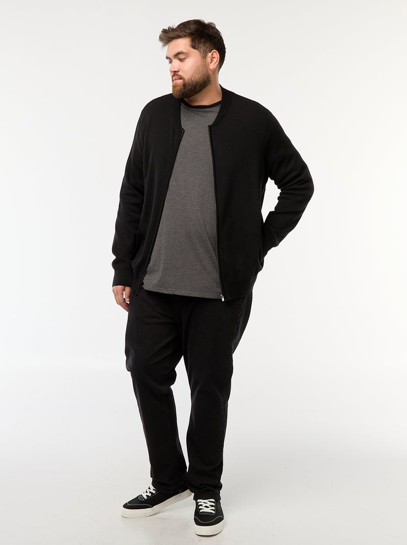 Chaleco de punto tricot con abertura de cremallera Negro - Kiabi