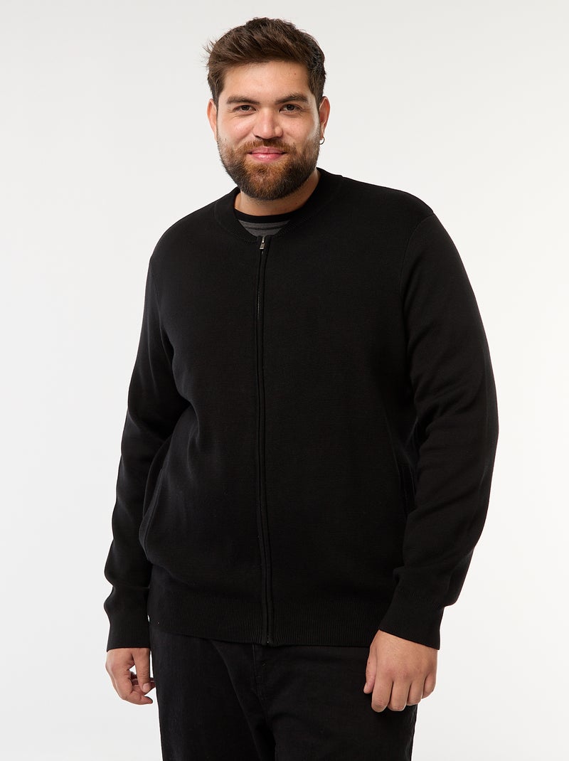 Chaleco de punto tricot con abertura de cremallera Negro - Kiabi