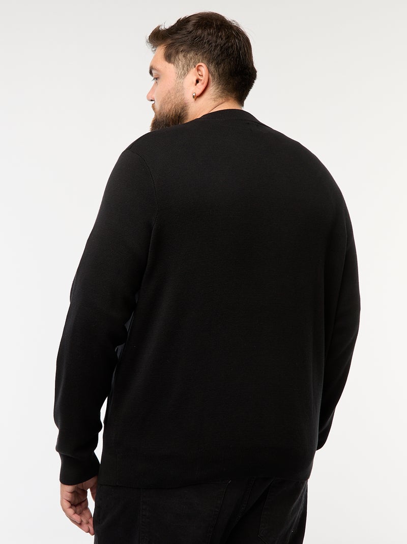 Chaleco de punto tricot con abertura de cremallera Negro - Kiabi