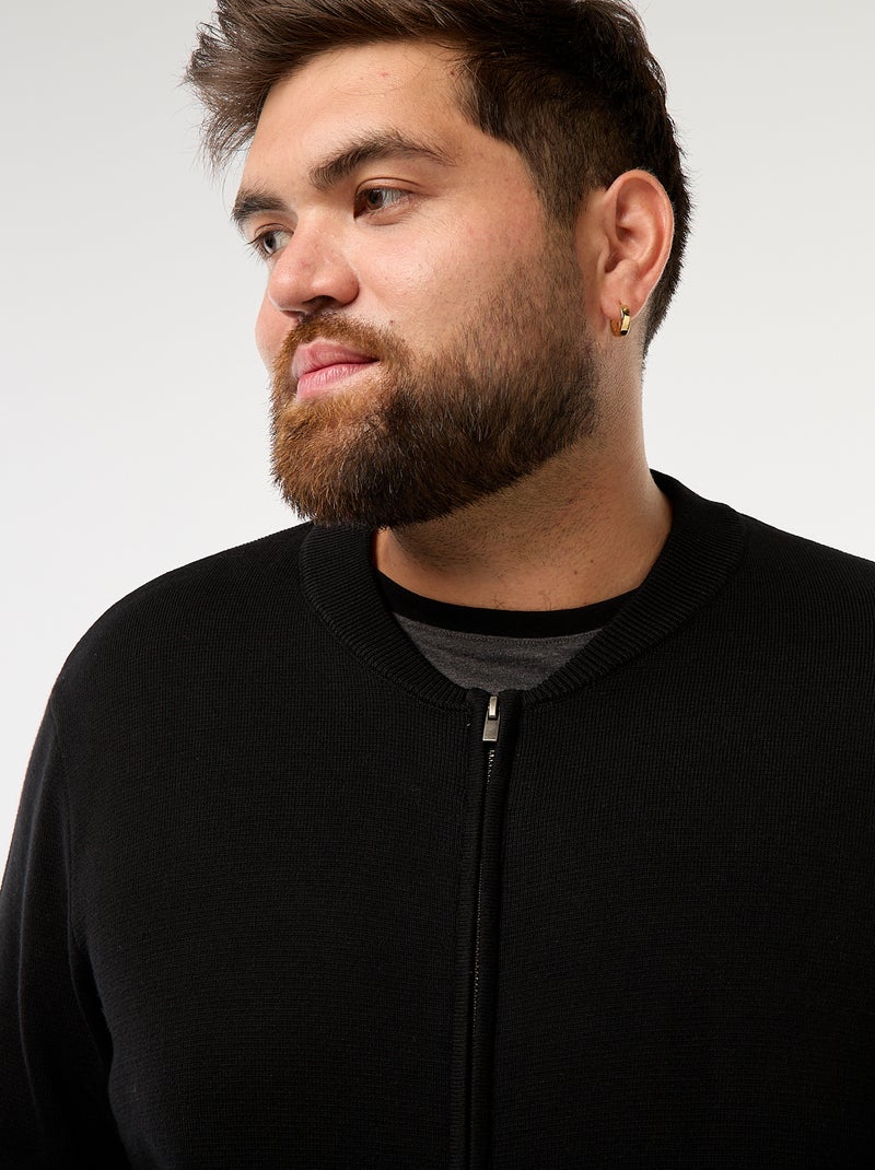 Chaleco de punto tricot con abertura de cremallera Negro - Kiabi