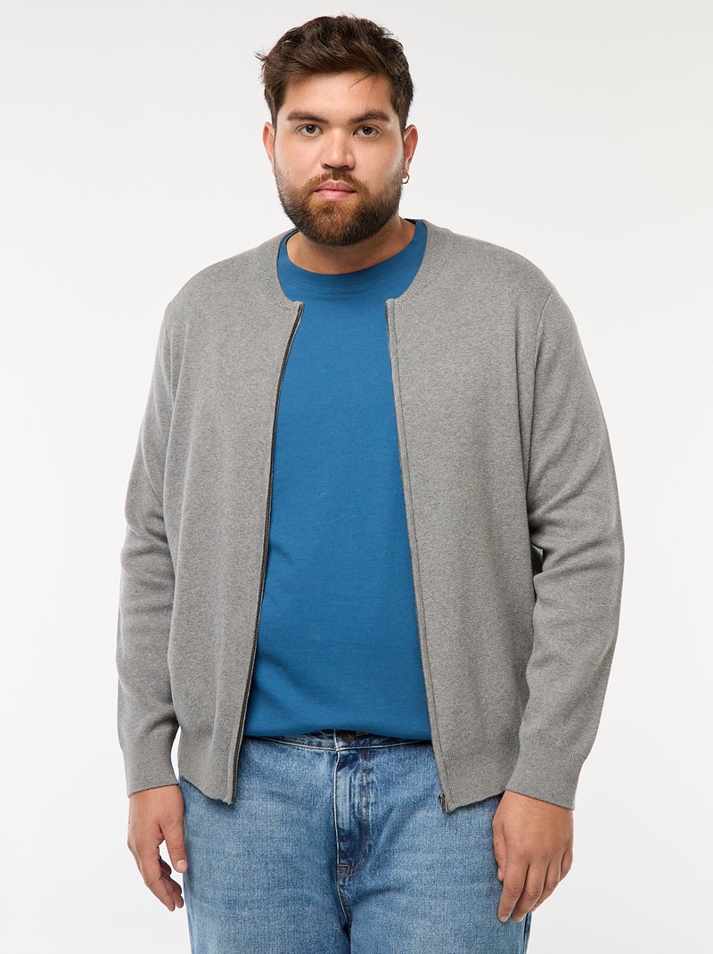 Chaleco de punto tricot con cremallera Gris - Kiabi