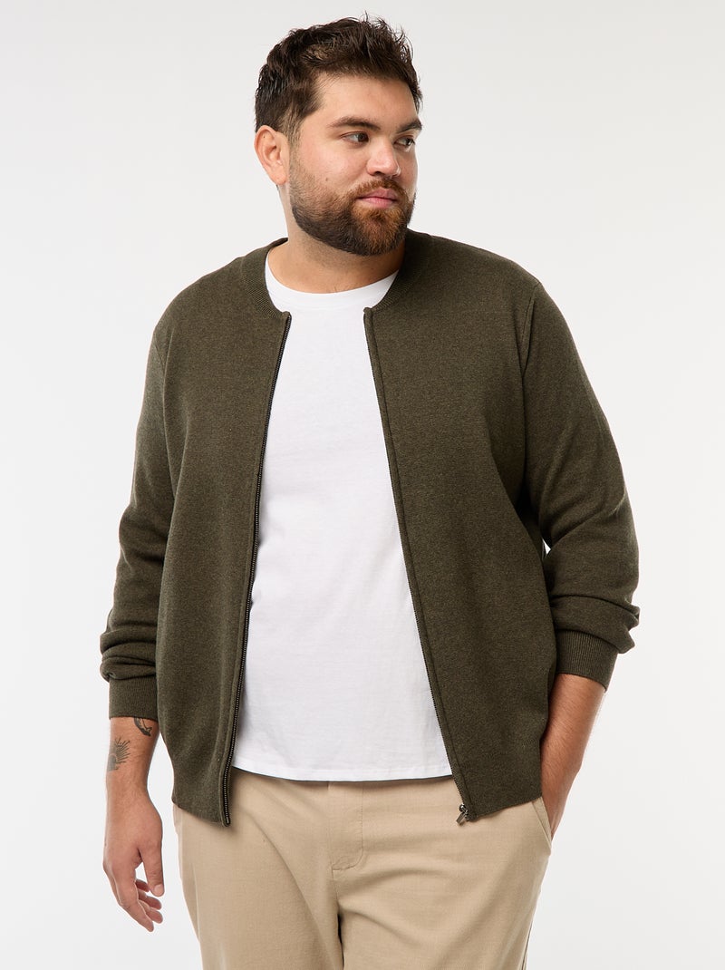 Chaleco de punto tricot con cremallera Verde - Kiabi
