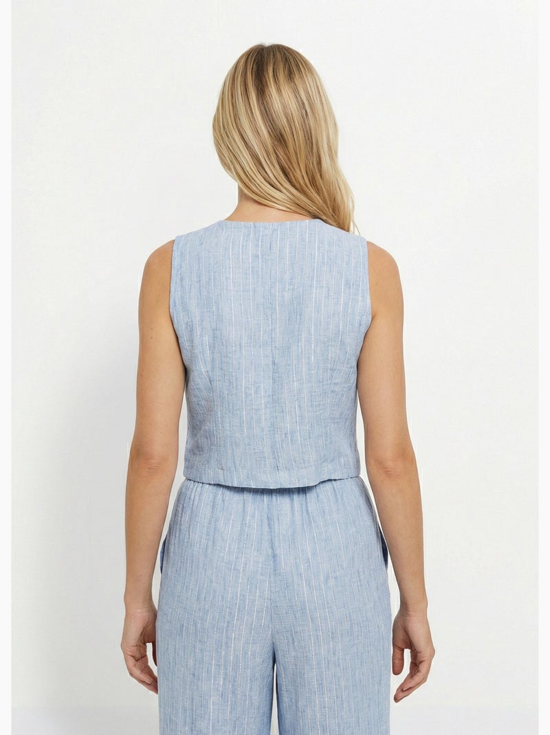 Chaleco de traje a rayas con apariencia irregular - Afibel Azul - Kiabi