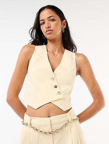 Chaleco de traje con abertura abotonada asimétrica