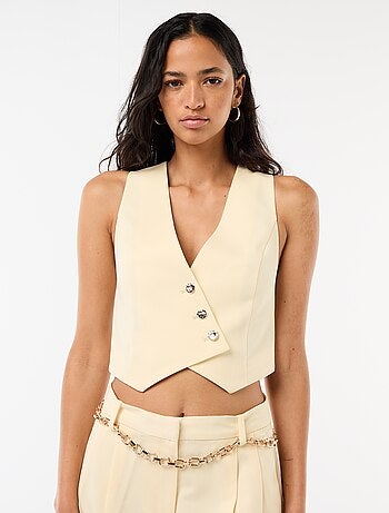 Chaleco de traje con abertura abotonada asimétrica