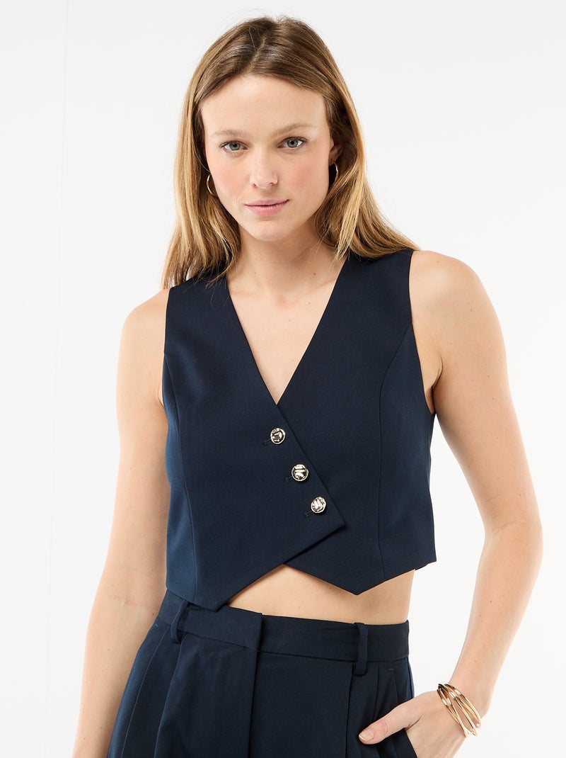 Chaleco de traje con abertura abotonada asimétrica Azul - Kiabi