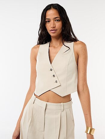 Chaleco de traje con abertura abotonada asimétrica