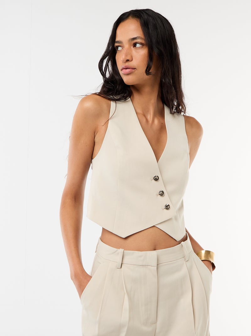 Chaleco de traje con abertura abotonada asimétrica Gris - Kiabi