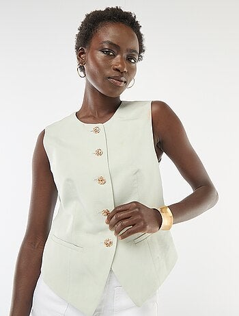 Chaleco de traje con botones dorados