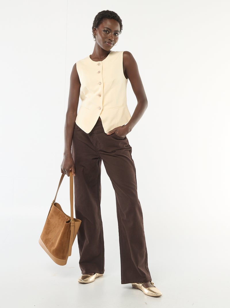 Chaleco de traje con botones dorados Beige - Kiabi