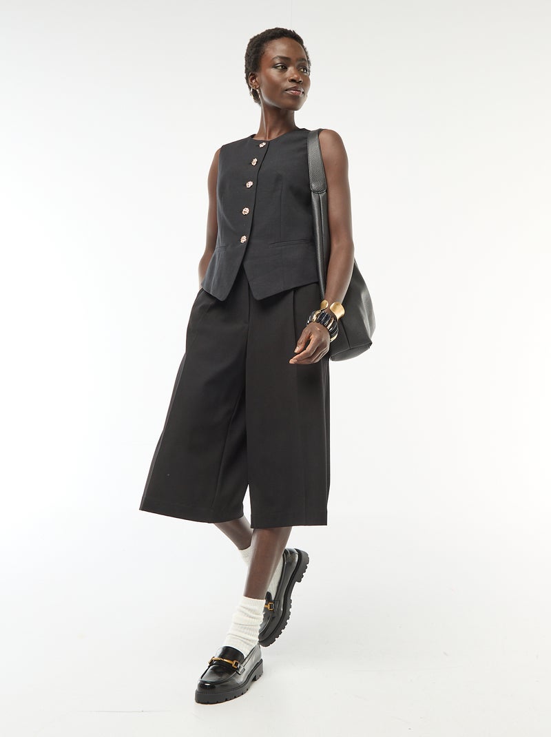 Chaleco de traje con botones dorados Negro - Kiabi