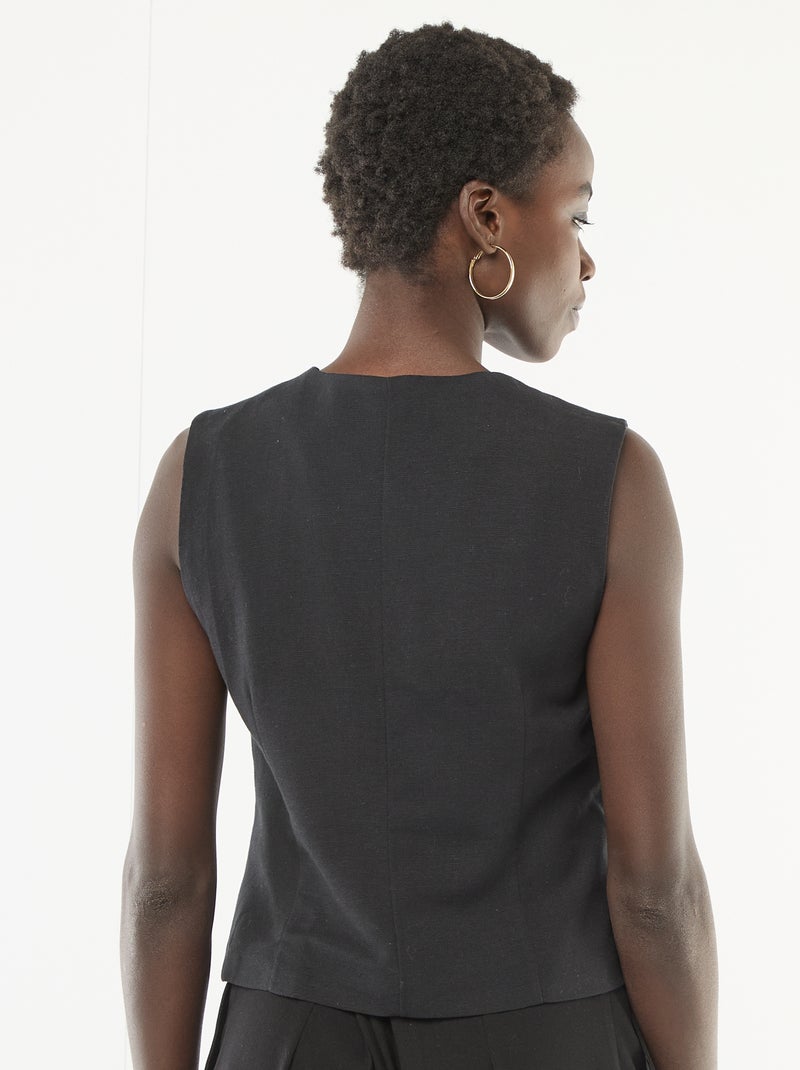 Chaleco de traje con botones dorados Negro - Kiabi
