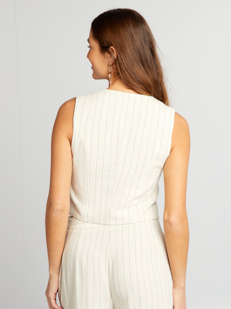 Chaleco de traje de mezcla de lino BEIGE - Kiabi