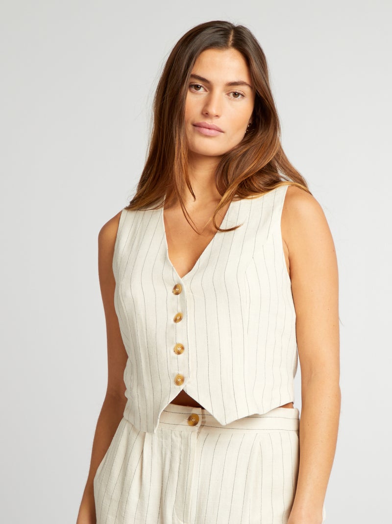 Chaleco de traje de mezcla de lino BEIGE - Kiabi
