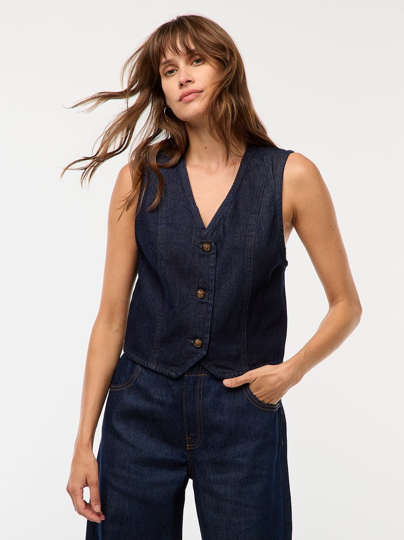 Chaleco de traje en denim Azul - Kiabi