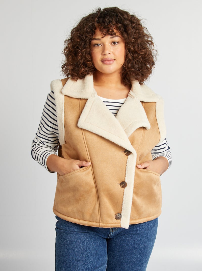 Chaleco efecto borreguito MARRON - Kiabi